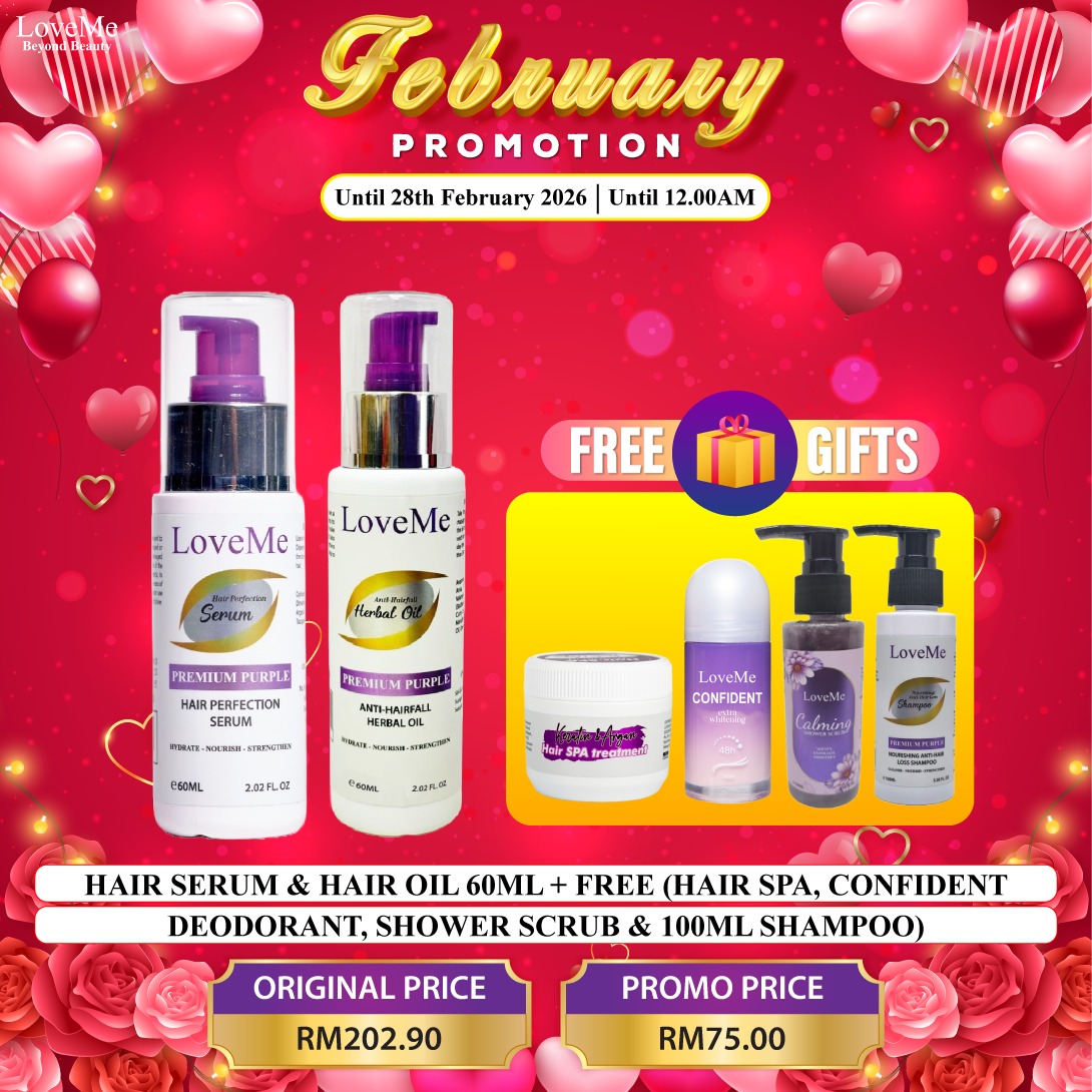 HAIR SERUM & HAIR OIL 60ML FREE HAIR SPA, CONFIDENT, SHOWER SCRUB & 100ML SHAMPOO