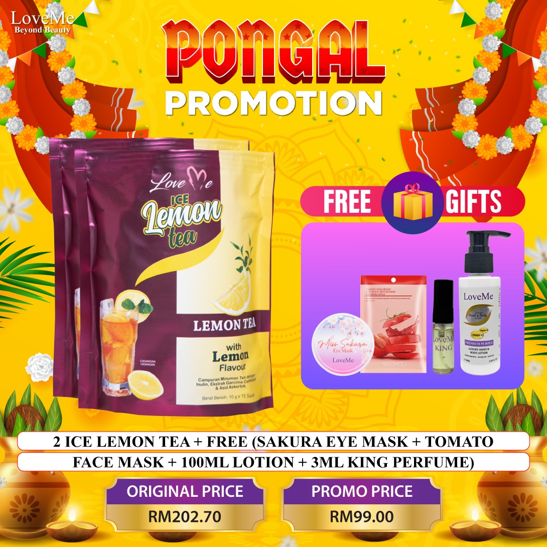 2 ICE LEMON TEA + SAKURA EYE MASK + TOMATO FACE MASK + 100ML LOTION + 3ML KING PERFUME