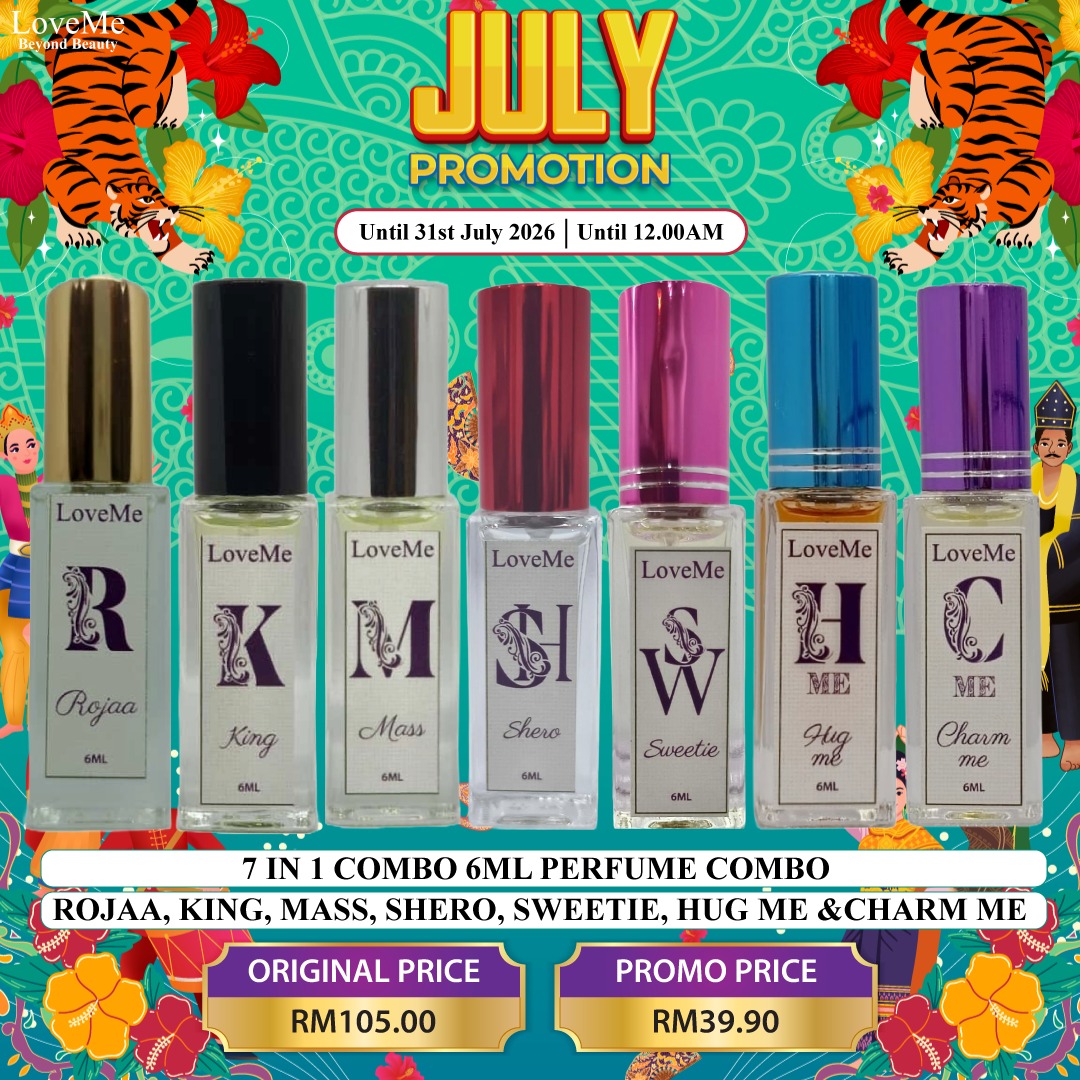 6ML PERFUME COMBO 7 IN 1 - ROJAA, KING, MASS, SHERO, SWEETIE, HUG ME AND CHARM ME